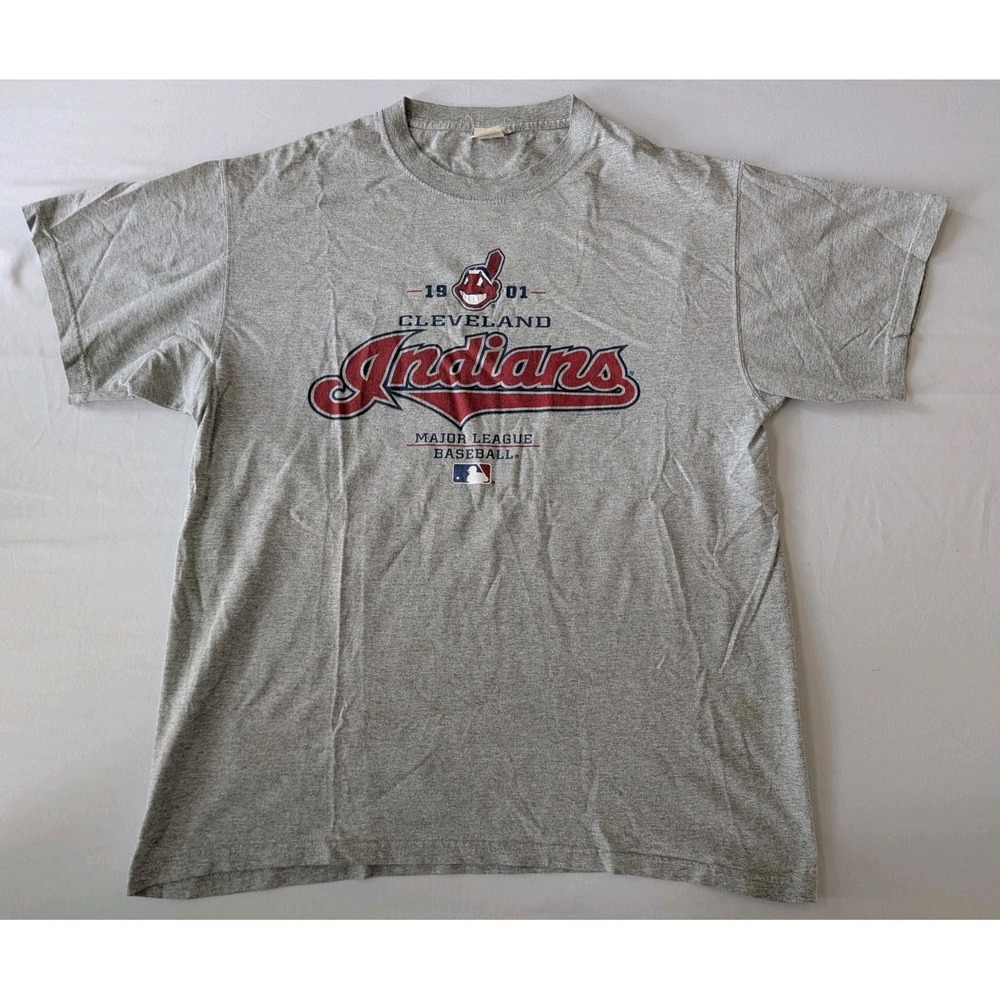 Vtg Cleveland Indians Shirt Mens Lg Gray Chief Wahoo MLB Baseball VF Imagewear